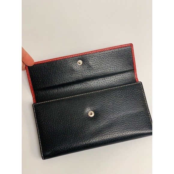 Salvatore Ferragamo Leather Wallet Red Black Womens Flap Snap Bi Fold Card Slots - Picture 6 of 12